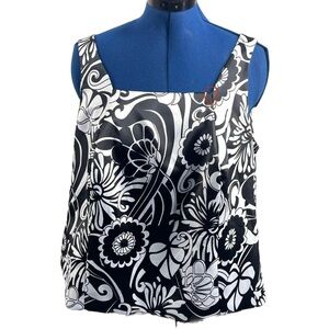 Sandra Darren Crop Top‎ Womens Size 24W Lined Black & White Summer Square Neck